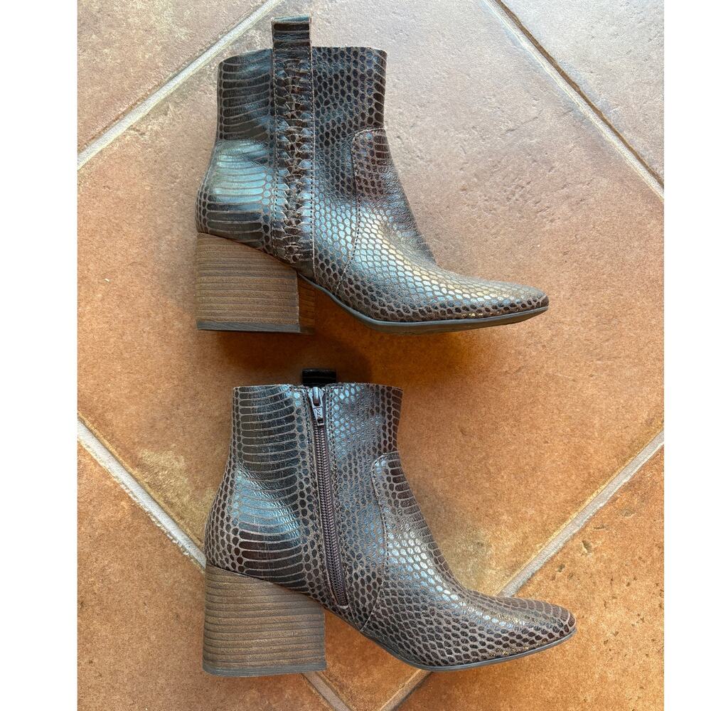 Korks Brown Python Embossed Leather Booties With … - image 3